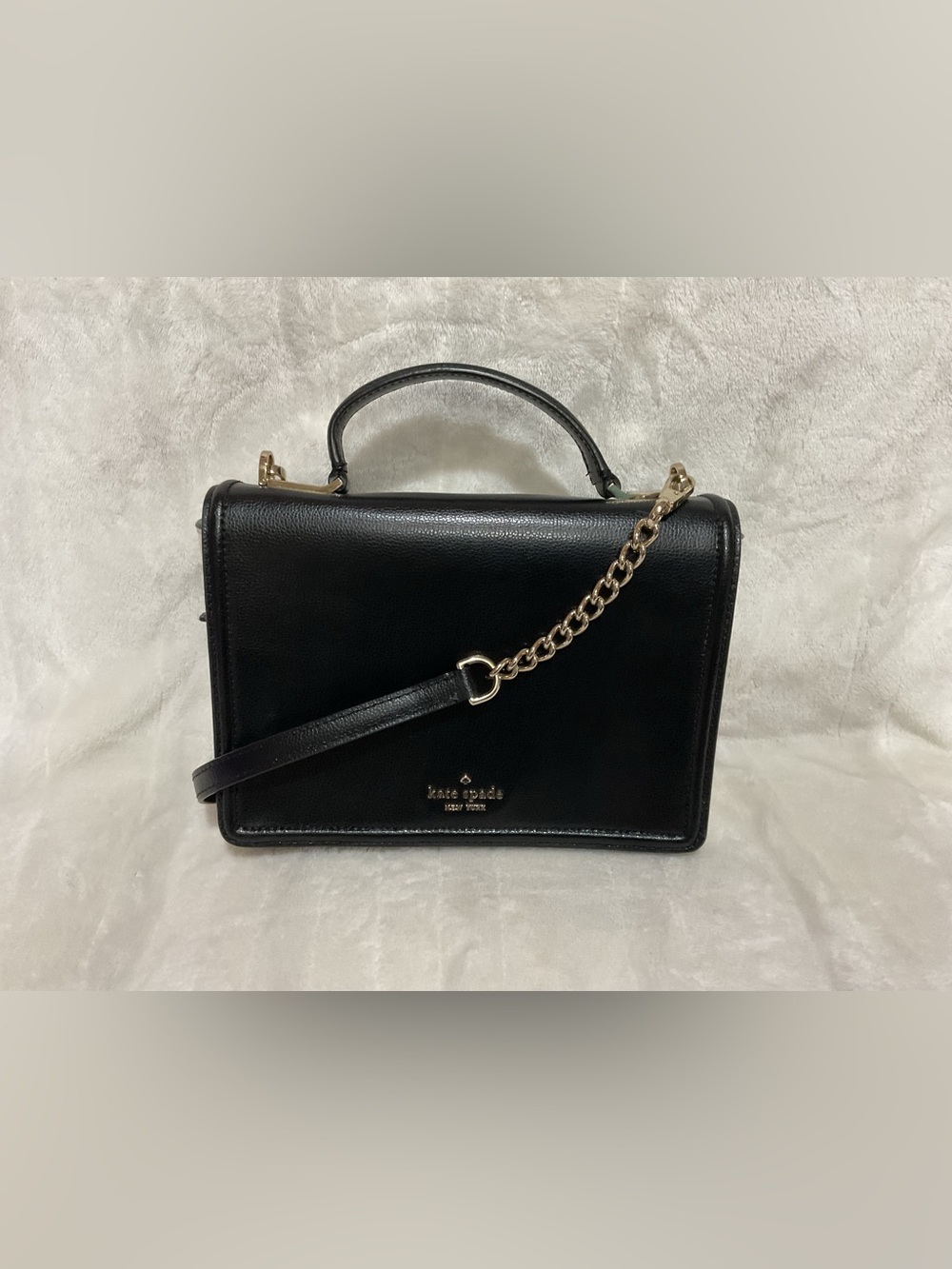Kate Spade Black and White Leather Top-Handle Satchel/Crossbody Bag